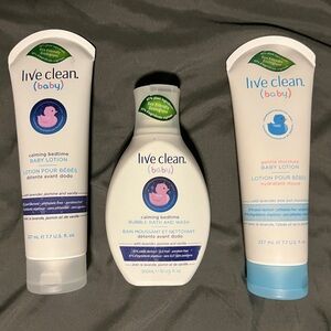 Live Clean Baby Bedtime Lotion and Bubble Bath & Regular Lotion